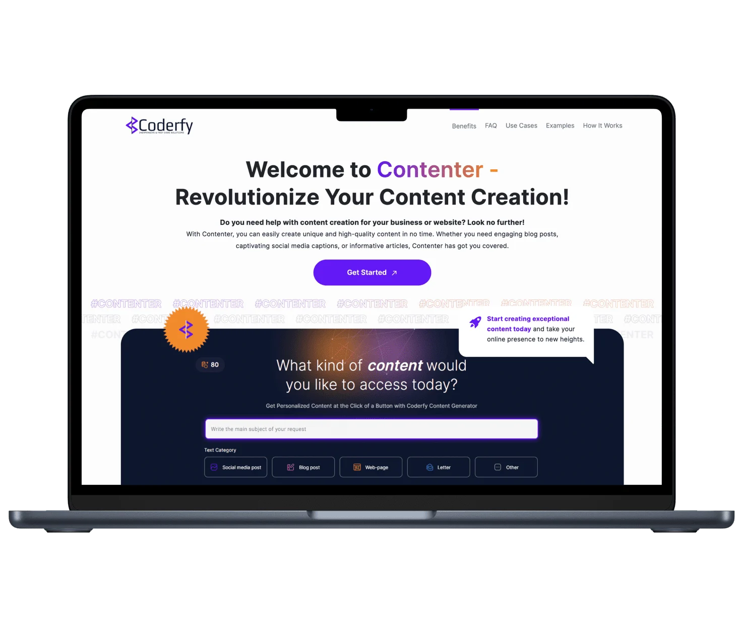 Web application main screen