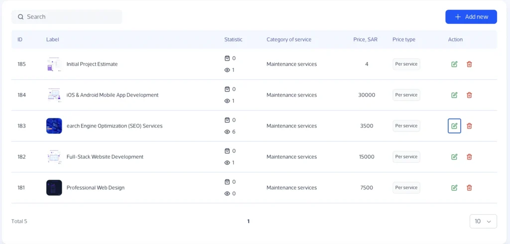 Mobile Marketplace App - Adding services